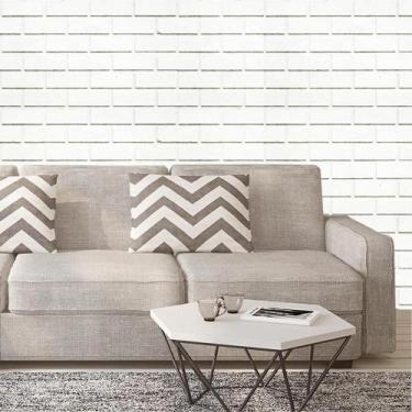 Imagem de Papel De Parede Pedra Tijolos Brancos Envelhecido Adesivo - LRP