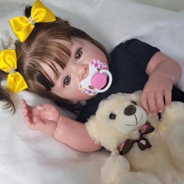 Imagem de Boneca bebê reborn realista artesanal menina fofa em tecido - ACESSÓRI
