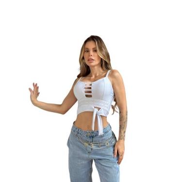 Imagem de Cropped Festa Corset Paete Top Brilhos Feminino Decote V Alcinha - Loo
