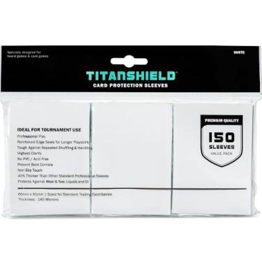 Imagem de TitanShield Premium Card Sleeves | Compatible with Pokemon, One Piece, Lorcana, Flesh & Blood, & Magic The Gathering MTG | (150 Sleeves - Standard) (1, White, Standard | 66x91mm)