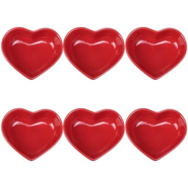 Imagem de Prato de molho de cerâmica multiuso em forma de coração, pratos de tempero, tigela de molho de sushi, pratos de aperitivo, tigela de servir pratos de pratos (conjunto de 6), várias cores