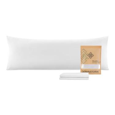 Imagem de Capa de travesseiro corporal, fronha longa de microfibra ultra macia, fecho de envelope fronhas grandes 51 x 137 cm (branca)
