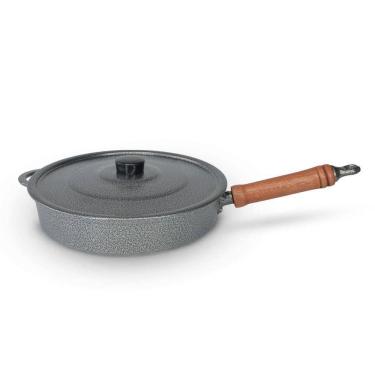 Imagem de Frigideira Fundida Alumínio Batido Grosso Com Tampa 26cm - Craqueado