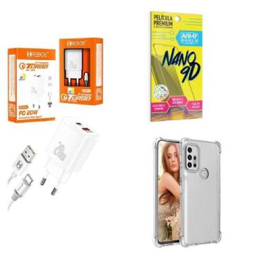 Imagem de Kit Carregador Turbo 20W + Capinha Motorol G10 + Película 9D - Hrebos