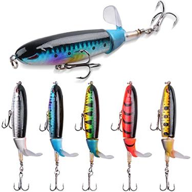 Imagem de Topwater Conjunto de iscas de pesca de robalo, isca de minnow com cauda giratória flutuante de água doce, iscas rígidas artificiais, iscas de natação, iscas de afundamento lento para truta lúcio