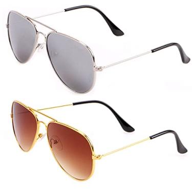 Imagem de Creamily Óculos de sol aviador infantil com proteção UV para meninas e meninos de 2 a 9 anos, I-prata/espelho e ouro, One Size