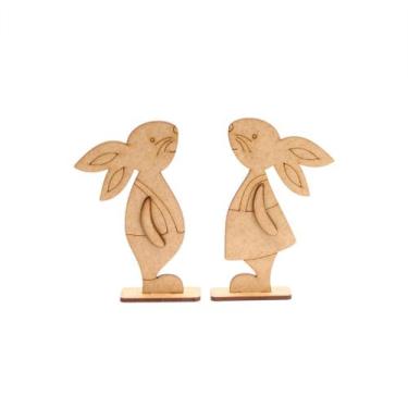 Imagem de Totens Aplique Em Mdf Cru Casal De Coelho Recorte A Laser Artesanato -