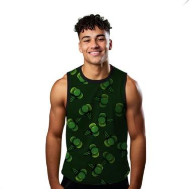 Imagem de Camiseta Regata Verão Estilo Moda Praia Salada Brócolis Verde Cartoon 