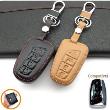 Imagem de Revestimento Couro Capa Chaveiro Chave Presença 4 Botões Hyundai Tucso