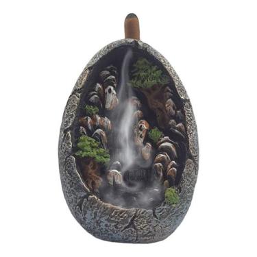 Imagem de Incensario Efeito de Cascata Cachoeira - Cinza em Resina - Hp Decor