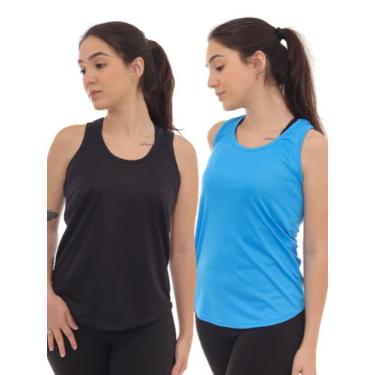 Imagem de Kit 2 Peças - Camiseta Regata Feminina Dry Fit Estampada Poliester Aca