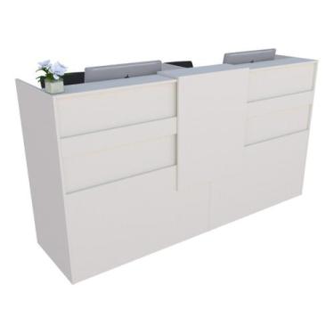 Imagem de Balcão Recepção Caixa 168cm Off White Linha Premium 1.1 - Marcenaria O