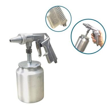 Imagem de Pistola Revolver de Pintura Sucção Pressão Bico 0.6mm Copo 1000ml Impo