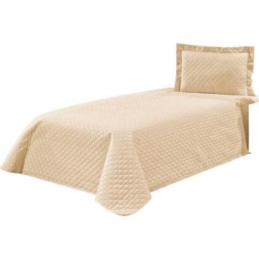 Imagem de Cobre Leito Solteiro Kaique 02 Peças Liso Ideal Cama Box avelã - Tati 