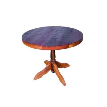 Imagem de Mesa de Jantar Redonda 1 metro Madeira de Demolição - EMPÓRIO ARTE E M