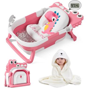Imagem de Banheira dobrável para bebês MoreFeel com termômetro e toalha