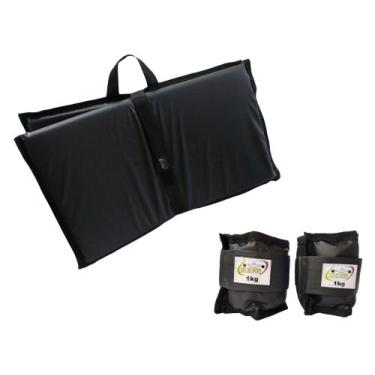 Imagem de Kit Tornozeleira 1KG Nylon Preto + Colchonete Dobravel Preto - Exercis