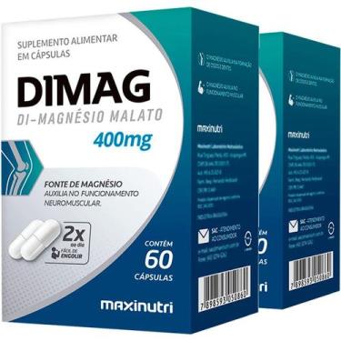 Imagem de Kit 2 Di Magnésio Malato Dimag 400mg 60 Cápsulas Maxinutri