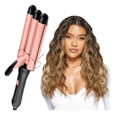 Imagem de Chapinha Modelador De Cabelo Cerâmica Bivolt Tri-Ondas Ondulador Modeladora Cachos Para...