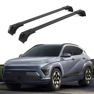 Imagem de ERKUL Barras transversais de rack de teto para Hyundai Kona & Kona Electric 2024 | Barras transversais de alumínio com trava antirroubo para telhado, transportador de carga, bagagem, caiaque, canoa,
