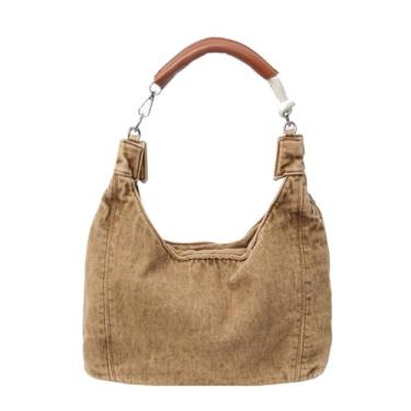 Imagem de LIZHAOCAI Bolsa feminina de ombro jeans para axilas, Caqui