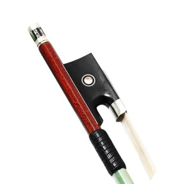 Imagem de Arco de violino de tamanho 4/4, núcleo de fibra de carbono, vara de madeira vermelha brasileira, cauda de ébano, acessórios para violino de cabelo reto Arco violino prático