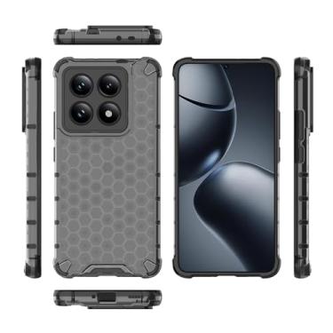 Imagem de Pzwoxukhov Capa compatível com Xiaomi 14T Pro 5G, compatível com Xiaomi 14T Pro 5G Honeycomb Anti-Drop Shock Absorbing Case Preto