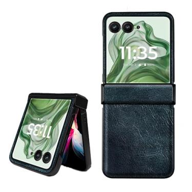 Imagem de shingtomua Para Motorola Razr Plus 2024 [Não serve para Razr 2024] Couro PU Capa Rígida de PC Capa à Prova de Choque Capa de Proteção de Dobradiça para Motorola Razr 50 Ultra/Razr+ 2024 (Azul)