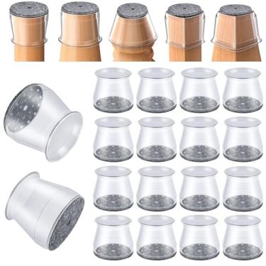 Imagem de 16 peças de protetores de perna de cadeira, redondos, quadrados, para pisos de madeira, almofadas de móveis de feltro de silicone antiderrapantes, capas de perna de mesa em movimento livre, protetores de perna de banco