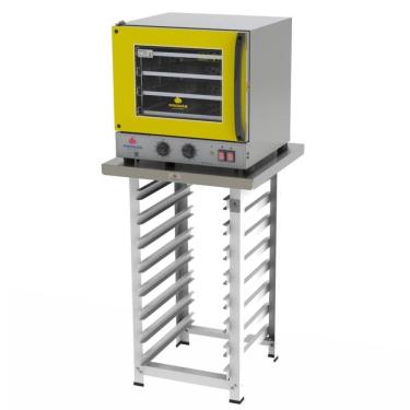 Imagem de Kit Forno Elétrico Progás Turbo Fast Oven Amarelo 4 Esteira PRP-004 G2 127V e Mesa Suporte Para Forn