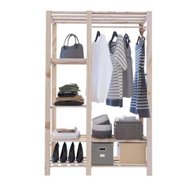 Imagem de Arara Closet Pinus Industrial 8 Prateleira Cor Natural - Technox