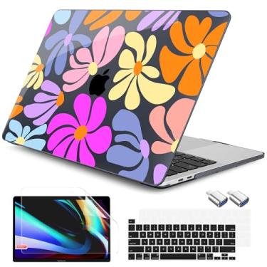 Imagem de DONGKE Capa para MacBook Pro de 13 polegadas, versão 2023-2016, A2338, M2, M1, A2251, A2289, A2159, A1989, A1706, Touch Bar e Touch ID, capa rígida com adaptador USB C para USB e capa de teclado,