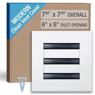 Imagem de FA-STAR Tampa de ventilação AC moderna limpa 6 x 6 - saída de ar branca decorativa - Difusor de slot linear padrão, vários modos de fluxo de ar - grade de registro para teto, paredes e pisos - todo em
