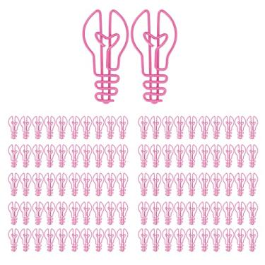 Imagem de Clips de papel con forma de bombilla, clips de luz, clip de metal con forma especial con marcadores de página de caja de almacenamiento para suministros de oficina escolar (Pink)