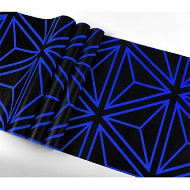 Imagem de Papel de parede moderno de PVC intermitente 3D padrão geométrico refletivo karaokê bar sala de estar parede de fundo de TV 51 cm L x 1000 cm C não colado (azul)