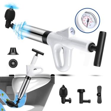 Imagem de ChuTonTu Êmbolo de ar com medidor de pressão de ar para segurança e durabilidade. Lançador de desentupidor de vaso sanitário, desentupidor de drenagem pneumático de alta pressão. Êmbolos para banheiro