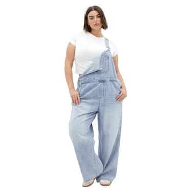 Imagem de City Chic Macacão feminino plus size - Pinafore, Jeans claro, 54