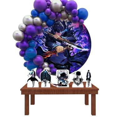 Imagem de Kit Decoração Painel Redondo Festa de Aniversário Infantil Solo Leveling
