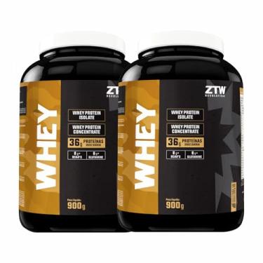 Imagem de Kit 2x Whey Protein Pote 900g Isolado + Concentrado Com Bcaa e Glutamina Proteinas Vitaminas Minerais Suplemento em Po Importado Original - ZTW (1,8Kg, Milk-Shake de Morango)