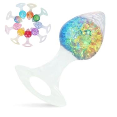 Imagem de Plug Anal Coração Médio Em Silicone Com Esfera De Vidro Interno Textura Única para Sexo Anal [COLORIDO]