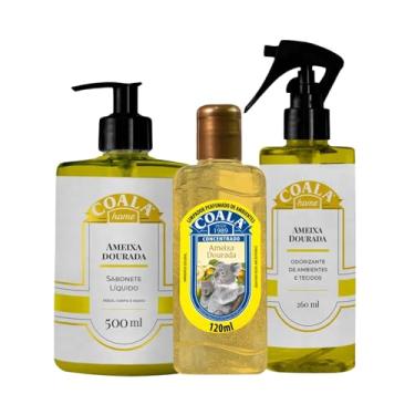 Imagem de Kit Coala Essências - Limpador Perfumado + Odorizante de Ambientes + Sabonete Líquido Ameixa Dourada | Limpeza e Aromatização Completa | 120ml, 260ml, 500ml