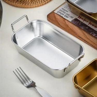 Imagem de Bandeja Retangular de Aço Inox com Alça, Mini Petisqueira, Prateado. Ideal para Reuniões com os Amigos, ou Mesmo para Jantares Elegantes!!Versátil, Compacta
