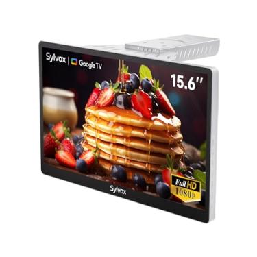 Imagem de SYLVOX Tv Inteligente De Cozinha De 15,6", Tv Dobrável Fhd 1080P Sob O Armário, Smart Tv Com App Store, Assistente De Voz, Chromecast, Smart Tv De 12 Volts Para Cozinha, Quarto, Trailer