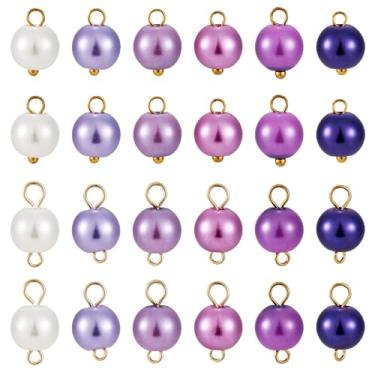 Imagem de Cheriswelry 120 peças de pingentes de conector perolado, pingentes redondos de vidro com argolas de latão dourado de 13 a 14 mm para pulseira DIY, colar, brinco, chaveiro, joias, artesanato, 120 peças