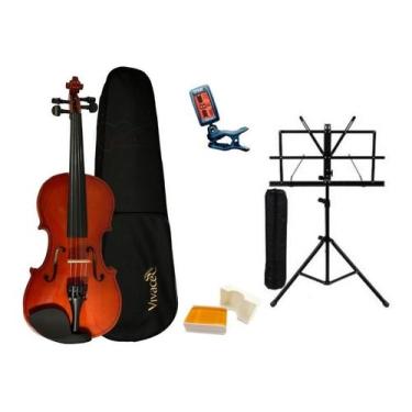 Imagem de Violino 4/4 Vivace Mo44 Kit + Estante + Afinador Completo, Natural