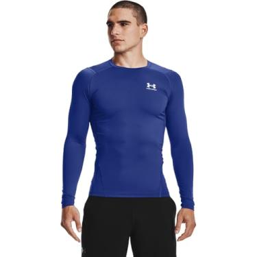 Imagem de Under Armour Camiseta masculina de compressão HeatGear de manga comprida, Azul royal (400)/branco, PP