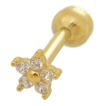Imagem de Piercing Estrela Zircônia Ouro 18k 750  - Thile Jóias, Amarelo