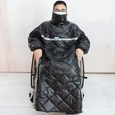 Imagem de Cobertor para aquecedor de cadeira de rodas, cobertor quente de corpo inteiro à prova d'água à prova de vento, capa de cadeira de rodas confortável com mangas para qualquer
