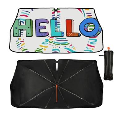 Imagem de Guarda-sol Hello Car Para-brisa para a maioria dos veículos, guarda-chuva dobrável atualizado para carro, proteção contra raios UV e viseira de sol de calor