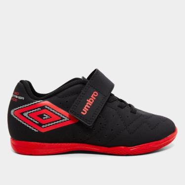 Imagem de Chuteira Futsal Infantil Umbro Neo Striker, Preto, Vinho, 35